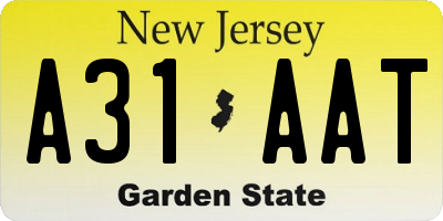 NJ license plate A31AAT