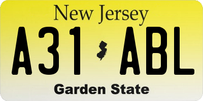 NJ license plate A31ABL