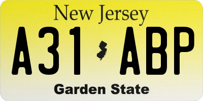 NJ license plate A31ABP
