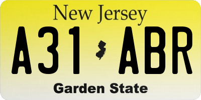 NJ license plate A31ABR