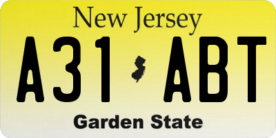 NJ license plate A31ABT