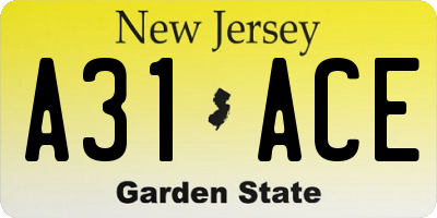 NJ license plate A31ACE