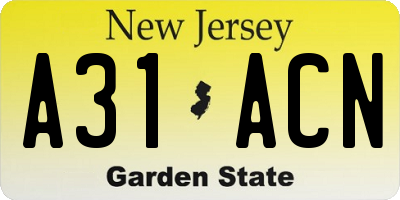 NJ license plate A31ACN