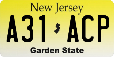 NJ license plate A31ACP