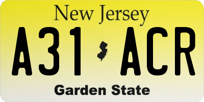 NJ license plate A31ACR
