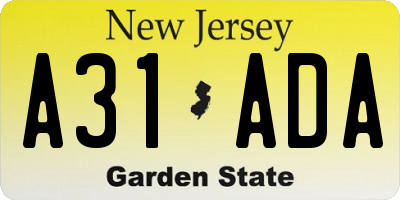 NJ license plate A31ADA