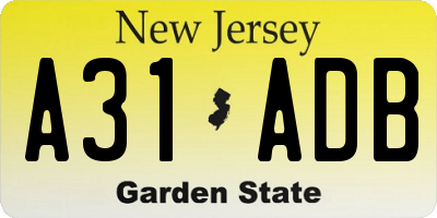 NJ license plate A31ADB