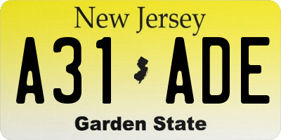 NJ license plate A31ADE