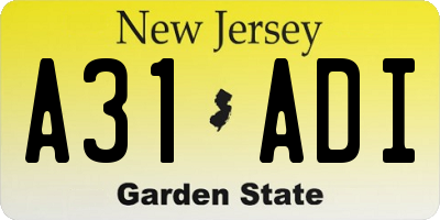 NJ license plate A31ADI