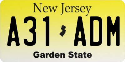 NJ license plate A31ADM