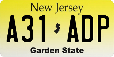 NJ license plate A31ADP