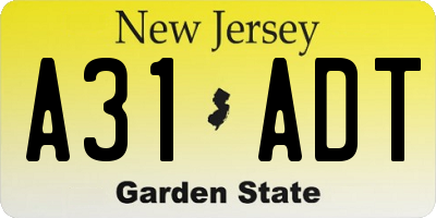 NJ license plate A31ADT