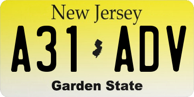 NJ license plate A31ADV