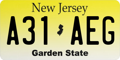 NJ license plate A31AEG