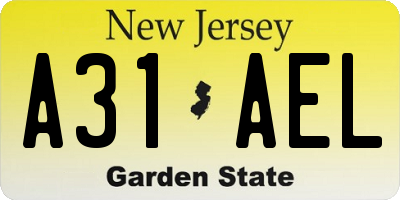 NJ license plate A31AEL