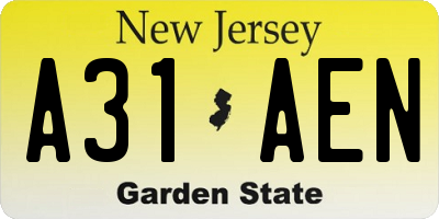 NJ license plate A31AEN