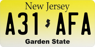 NJ license plate A31AFA