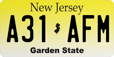 NJ license plate A31AFM