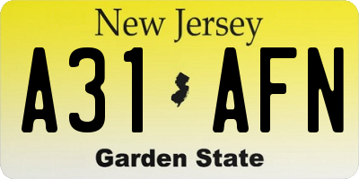 NJ license plate A31AFN