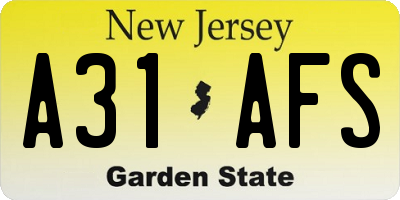 NJ license plate A31AFS