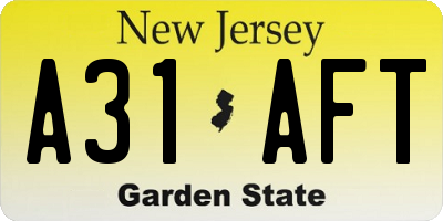NJ license plate A31AFT