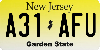 NJ license plate A31AFU