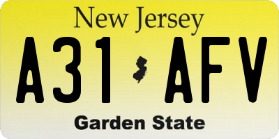 NJ license plate A31AFV