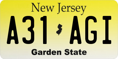 NJ license plate A31AGI