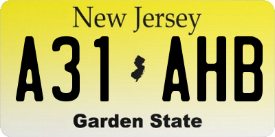 NJ license plate A31AHB