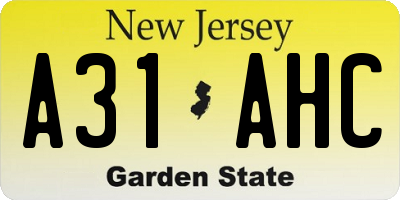 NJ license plate A31AHC