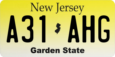 NJ license plate A31AHG