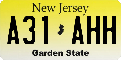 NJ license plate A31AHH