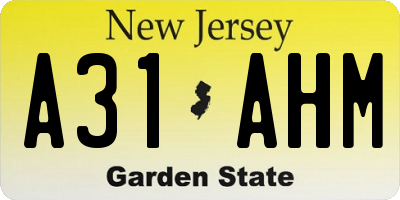 NJ license plate A31AHM