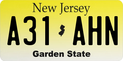 NJ license plate A31AHN