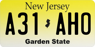 NJ license plate A31AHO