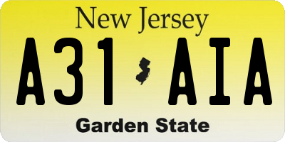 NJ license plate A31AIA