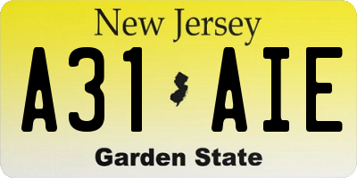 NJ license plate A31AIE