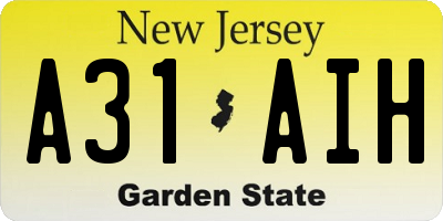 NJ license plate A31AIH