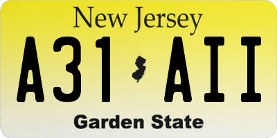 NJ license plate A31AII