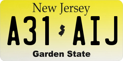 NJ license plate A31AIJ