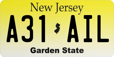 NJ license plate A31AIL