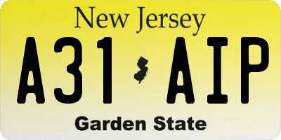 NJ license plate A31AIP