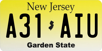 NJ license plate A31AIU
