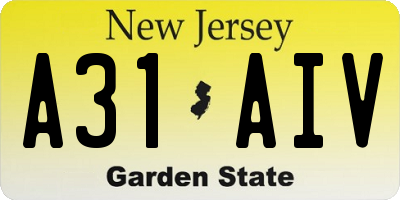 NJ license plate A31AIV