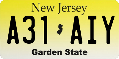 NJ license plate A31AIY