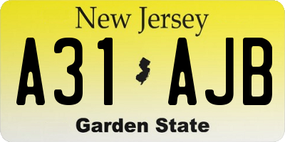 NJ license plate A31AJB