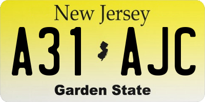 NJ license plate A31AJC
