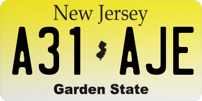 NJ license plate A31AJE