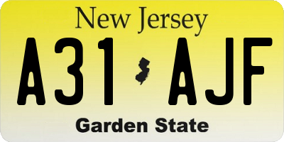 NJ license plate A31AJF
