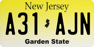 NJ license plate A31AJN